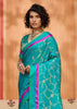 Ceramic Blue Woven Banarasi Silk Saree