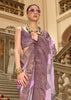 Vintage Purple Printed Satin Silk Saree