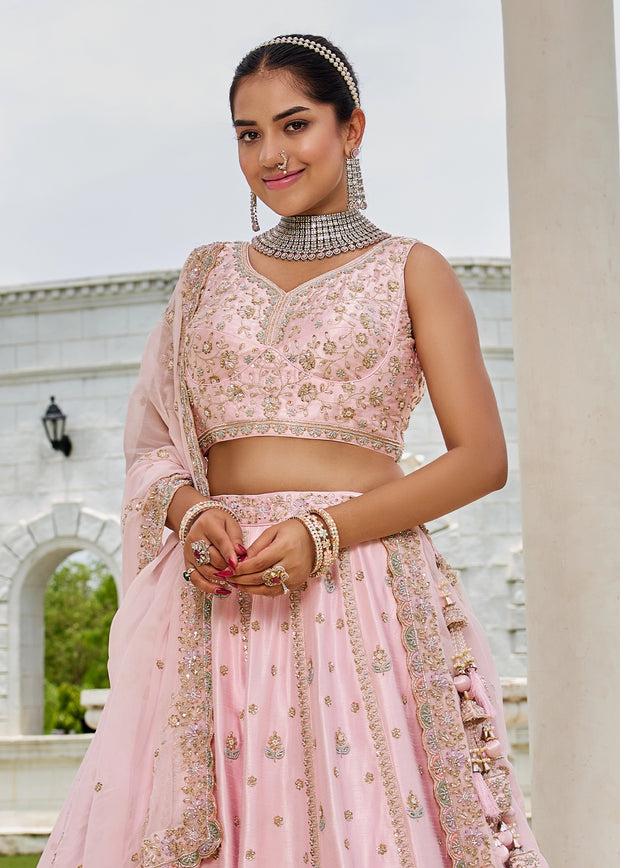 Light Pink Embroidered Designer Lehenga