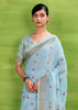 Angel Blue Woven Linen Silk Saree