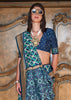 Coral Blue Printed Patola Silk Saree