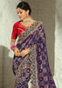 Indigo Blue Embroidered Georgette Bandhej Saree