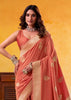 Orange Peach Woven Tusser Silk Saree