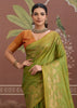 Pista Green Woven Tussar Silk Saree