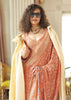 Autumn Orange Printed Georgette Silk Saree