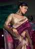 “Exclusive Offer” : Wine Purple Woven Banarasi Silk Saree With Embroidered Blouse