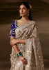 Metallic Beige Embroidered Designer Organza Saree