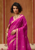 Rani Pink Woven Cotton Organza Saree