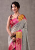 Powder Grey Woven Banarasi Cotton Silk Saree