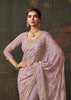 Lavender Purple Designer Tissue Silk Saree