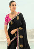 Black Woven Banarasi Embroidered Organza Satin Silk Saree
