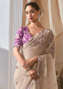 Dusky White Designer Silk Saree