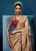 Almon Beige Embroidered Designer Tissue Saree