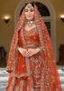 Rust Orange Embroidered Silk Bridal Lehenga With Double Dupatta