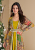 Antique Yellow Shrug Style Gown with Embroidered Work