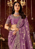 Iris Purple Embroidered Tissue Designer Saree