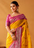 Vibrant Yellow Woven Banarasi Cotton Silk Saree