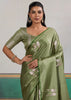 Sage Green Woven Satin Silk Saree