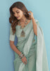 Haze Blue Woven Linen Silk Saree