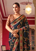 Deep Blue Floral Printed Soft Silk Saree