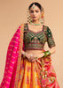 Pink & Orange Banarasi Silk Embroidered Lehenga