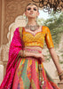 Yellow & Pink Banarasi Silk Embroidered Lehenga