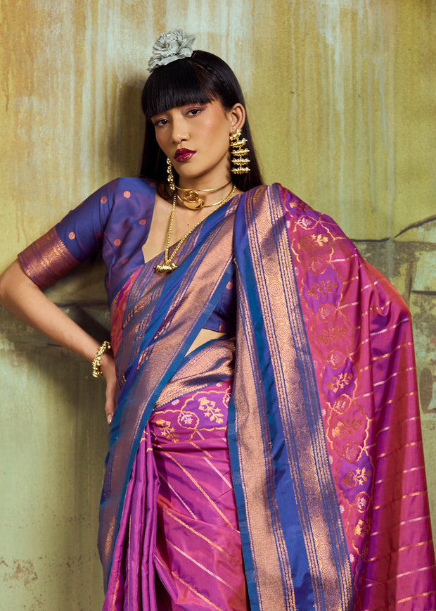 Orchid Purple Woven Banarasi Silk Saree