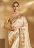 Vanilla Cream Designer Embroidered Silk Saree