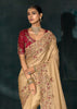 Rich Cream Embroidered Designer Tissue Saree