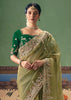 Kiwi Green Embroidered Designer Saree