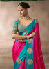 “Exclusive Offer” : Rani Pink Woven Banarasi Satin Silk Saree
