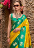 Yellow And Green Banarasi Satin Silk Saree