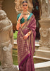 Orchid Purple Banarasi Silk Saree With Contrast Blouse (10490785890497)