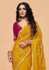 Mimosa Yellow Embroidered Designer Tissue Saree
