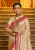 Raspberry Pink Woven Banarasi Brocade Silk Saree With Overall Jaal