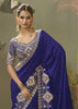 “Exclusive Offer” : Royal Blue Woven Embroidered Silk Saree
