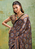 Black Printed Satin Silk Saree