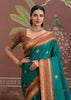 Teal Green Woven Banarasi Tussar Silk Saree