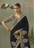 “Exclusive Offer” : Stunning Black Woven Embroidered Silk Saree