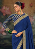 Mazarine Blue Embroidered Designer Saree