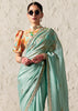 Delight Blue Designer Organza Tissue Silk Saree With Printed Blouse