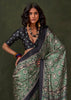 Medium Green Printed Satin Crepe Silk Saree