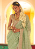“Exclusive Offer” : Pista Green Woven Banarasi Tussar Silk Saree