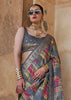 Frost Grey Printed Soft Silk Saree