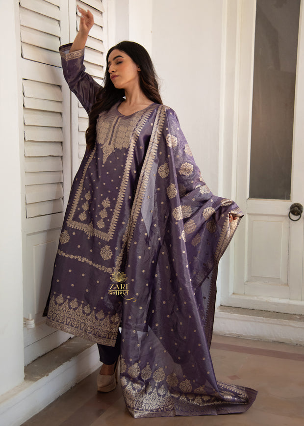 Indigo Brocade Bloom Suit Set (10702041710785)