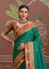 Hunter Green Woven Tussar Silk Saree