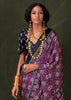 Phlox Purple Printed Satin Crepe Silk Saree