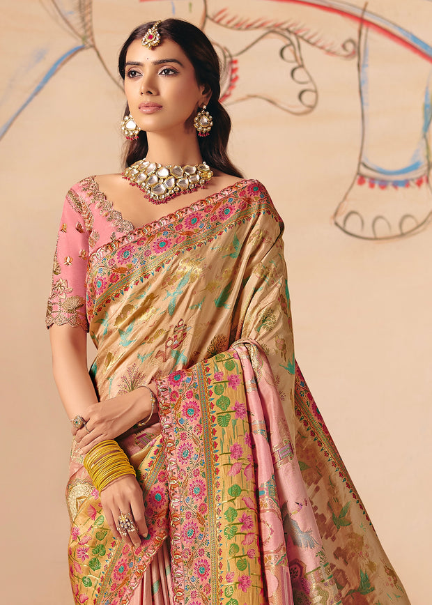 Blush Pink Designer Embroidered Saree