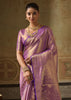 Sparkling Purple Woven Kanjivaram Silk Saree