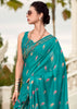 Teal Green Printed Cotton Silk Saree